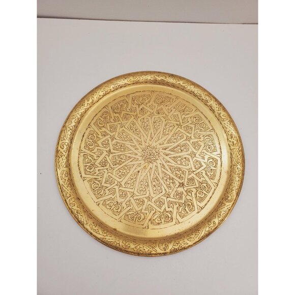 Vintage Brass Plate,Brass Plate, Carved Trincket Plate, Carved Brass Plate, - Picture 6 of 10